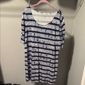 Blue and White Striped Dress